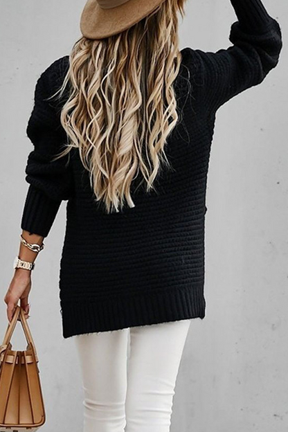 Street Slit O Neck Sweaters(4 Colors)