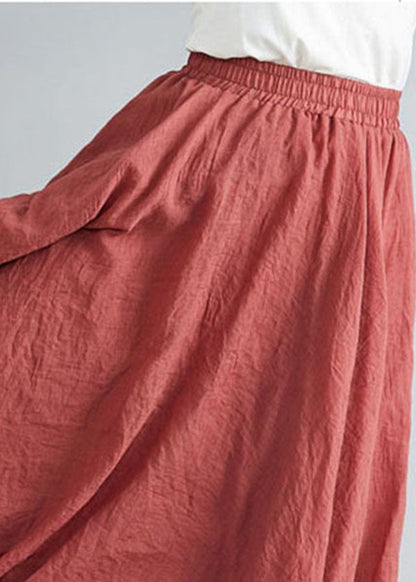 Style Color Elastic Waist Exra Large Hem Cotton Linen a Line Skirts Summer