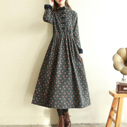 Autumn Winter Retro Plush Thicken Dress