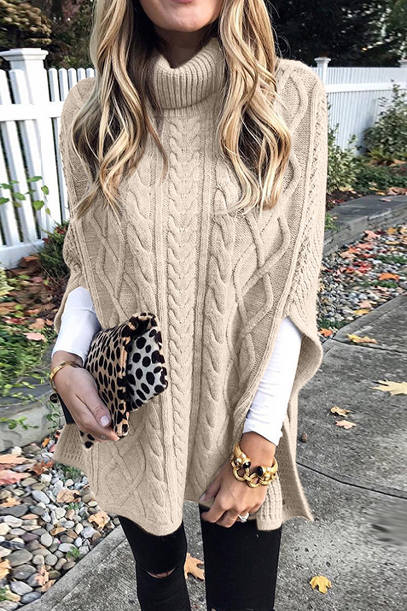 Turtleneck Color Slit Sweater