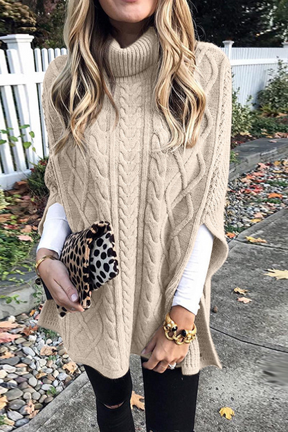 Turtleneck Color Slit Sweater