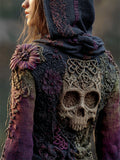 Comstylish Vintage Skull Floral Celtic Gradient Cozy Knit Hooded Sweater