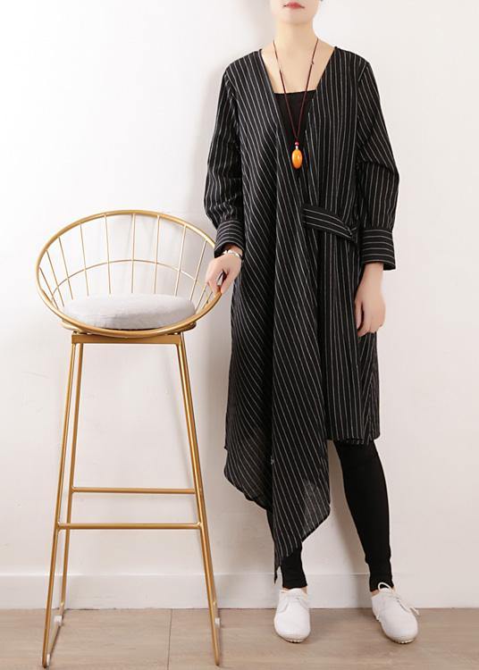 Autumn New Original Design Loose Asymmetrical Striped Shirt Cardigan Coat