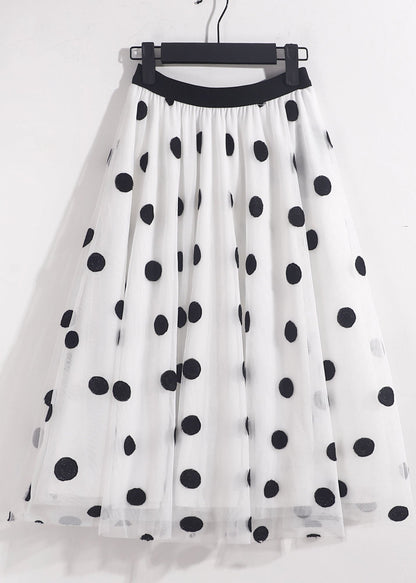 Blue High Waist Oversized Dot Print Tulle Skirt Spring