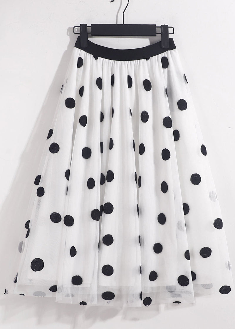 Blue High Waist Oversized Dot Print Tulle Skirt Spring