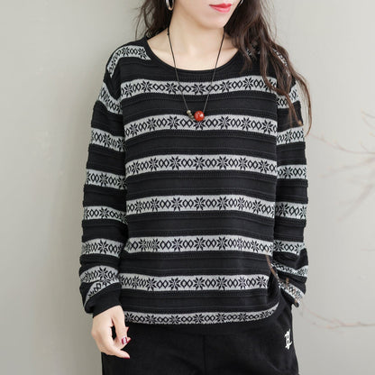 Autumn Stripe Knitted Elastic Sweater