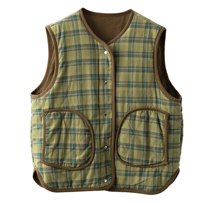 Double Sided Vest Brushed Quilted Padded Thick Sleeveless Vest
