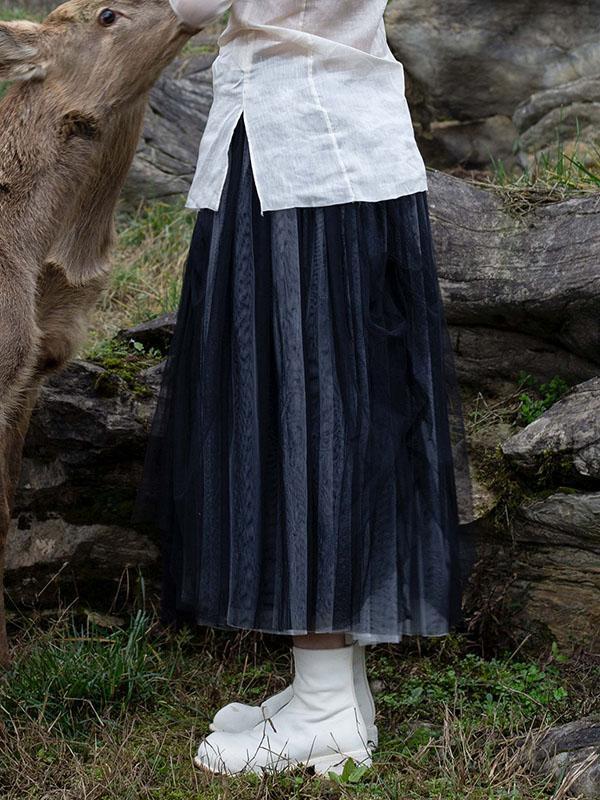 Simple Black Two Ways to Wear Gauze Skirt