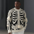 Men's Skull Flower Art Cozy Knit Pullover Sweater artswardrobe