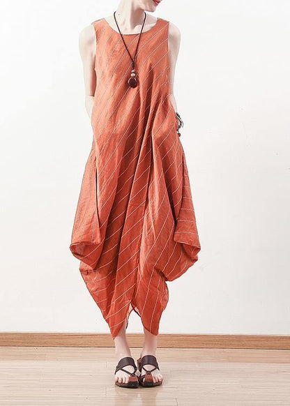 Goddess Temperament Dress Was Thin and Irregular in Orange Long Skirt
