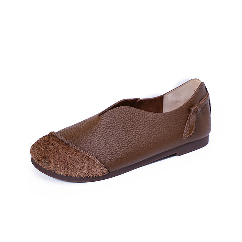 Spring Summer Retro Leather Flat Loafers