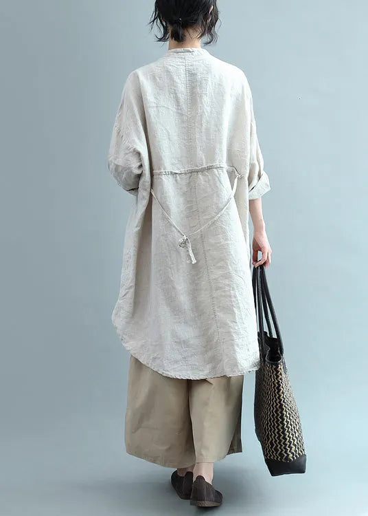 Lapel Button Down Cotton Top Silhouette Organic Beige Clothing Blouses Summer
