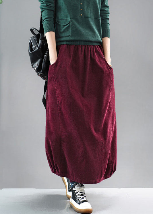 Mulberry Corduroy a Line Skirts Pockets Spring