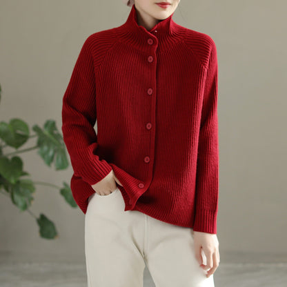 Autumn Winter Stripe Knitted Cardigan