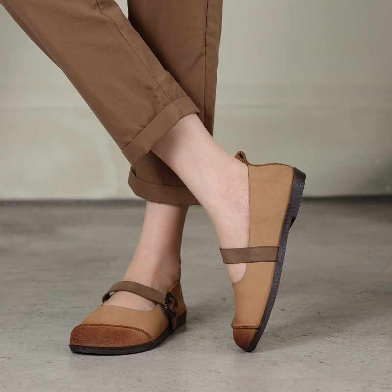 Summer Retro Leather Flat Loafers