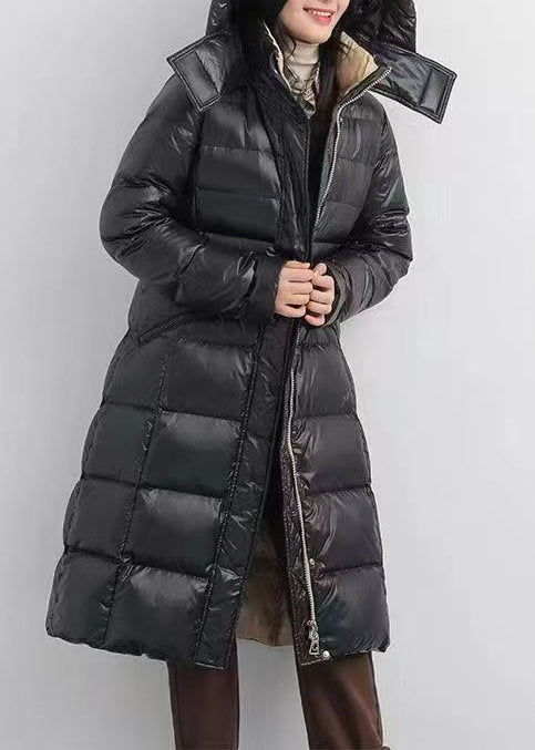 Black Hooded Warm Duck Down Down Coat Winter