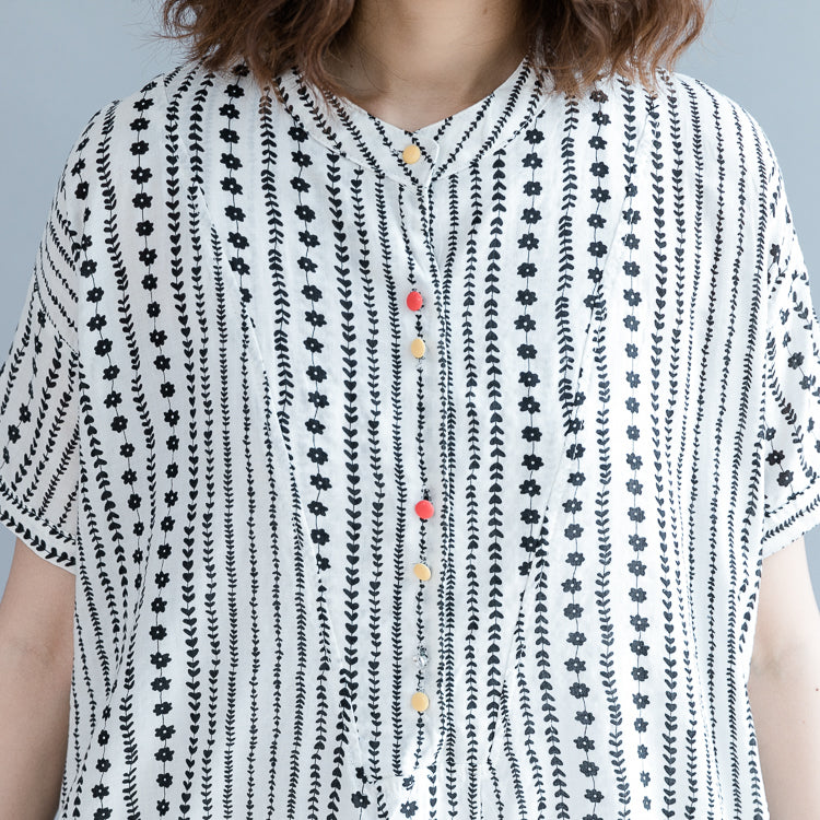 Baggy White Chiffon Shift Dress Oversized Dress New Short Sleeve Pockets Stand Baggy Dresses