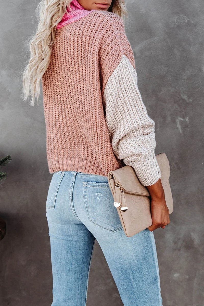 Turtleneck Color Block Sweater