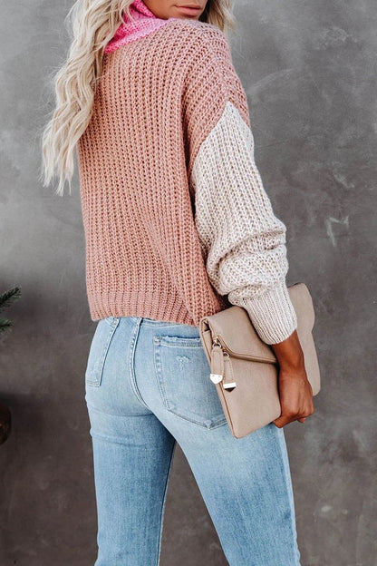 Turtleneck Color Block Sweater
