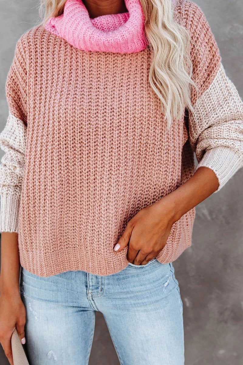 Turtleneck Color Block Sweater