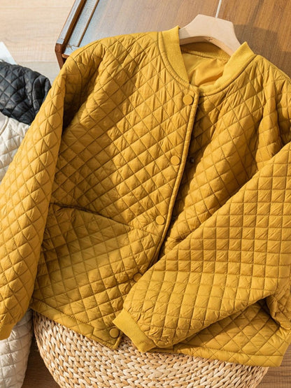 Loose Diamond Plaid Color 100% Natural Fabric Coat