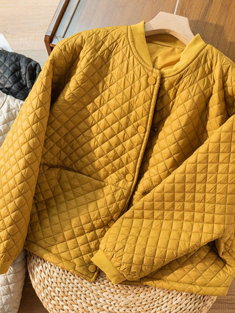 Loose Diamond Plaid Color 100% Natural Fabric Coat