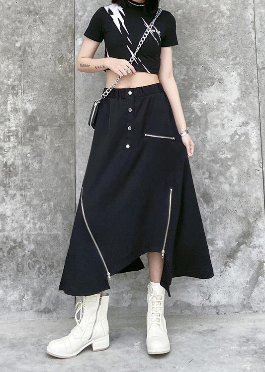 Irregular Skirt Female Summer A-line Skirt in the Long Section of Large Size Elastic Waist Wild Skirt
