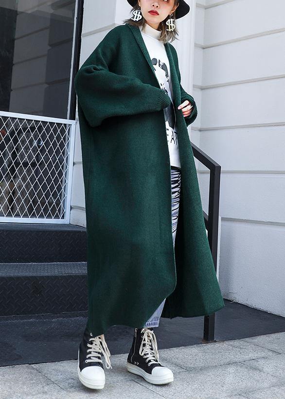 Fine Clothing Winter Outwear Blackish Green Thick Wool Coats