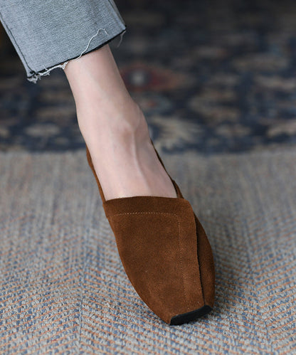 Handmade Comfortable Splicing Brown Suede Loafer Shoes