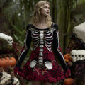 Comstylish Women's Floral Skull Pattern Knit Mini Sweater Dress