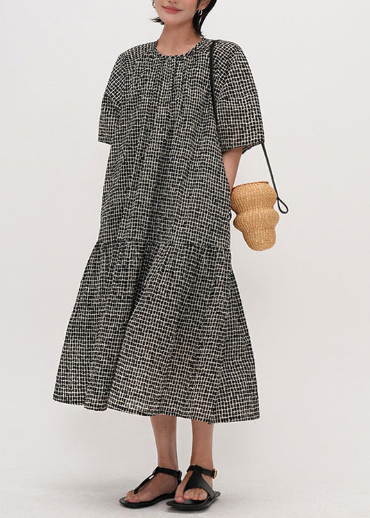 Black Oversized Print Cotton Maxi Dresses Summer