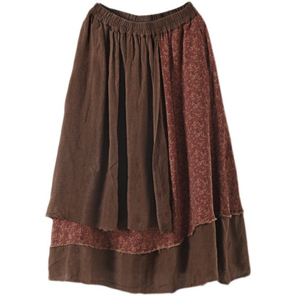 Linen Irregular Patchwork Skirt