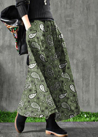 Velour Black Flower Skirt Maxi Length