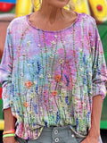 Women's Vintage Floral Art Print Casual Long Sleeve T-shirt