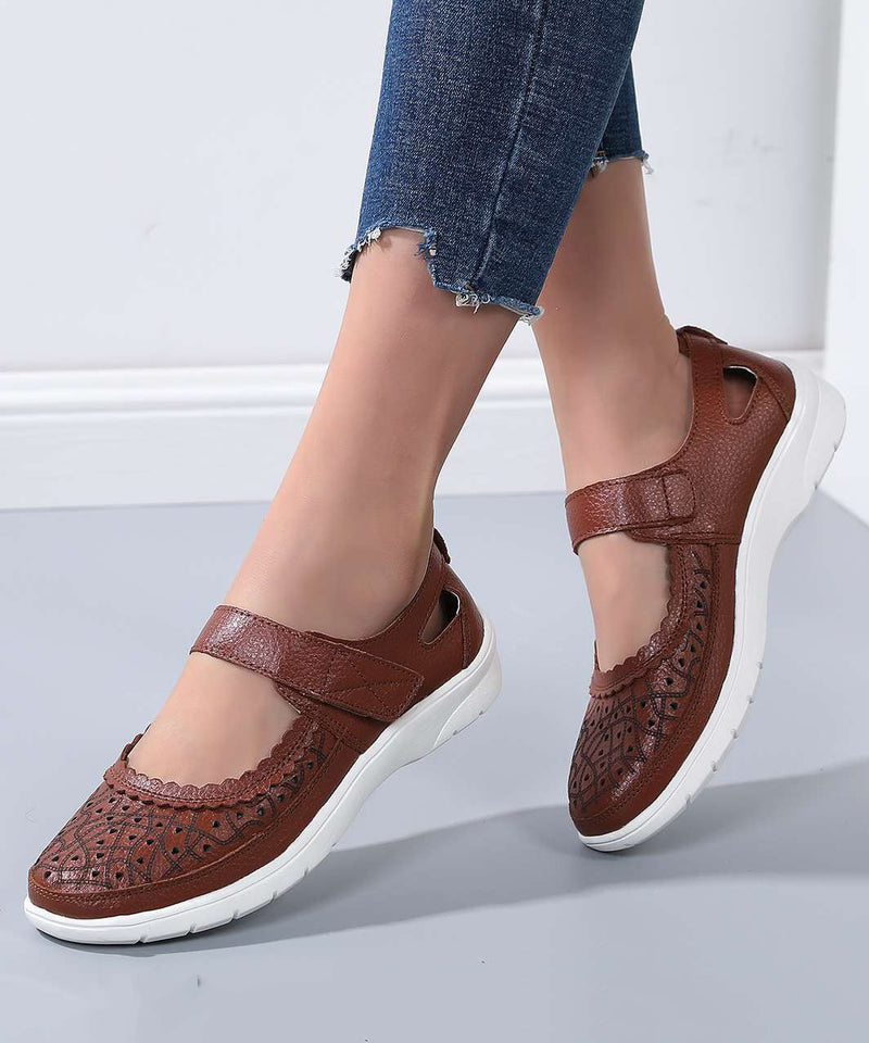 Summer New Comfortable Cowhide Leather Sandals Hollow Out