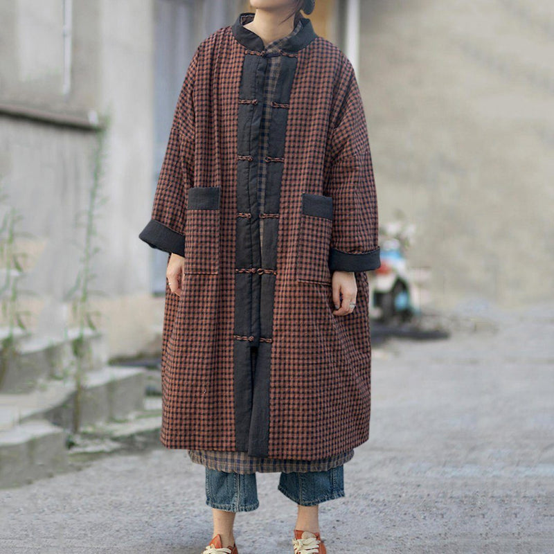 Cozy Stand Collar Original Quilted Linen Coat