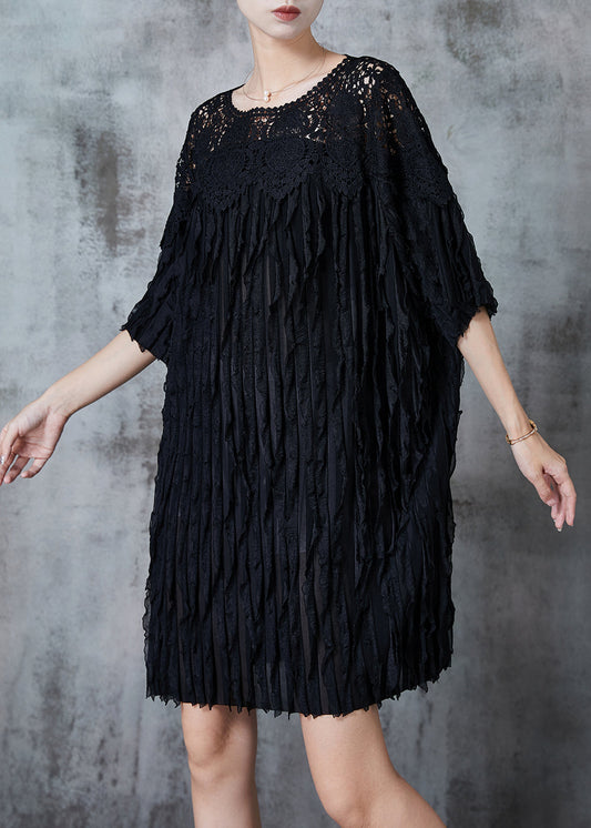 Black Oversized Patchwork Party Dress Summer