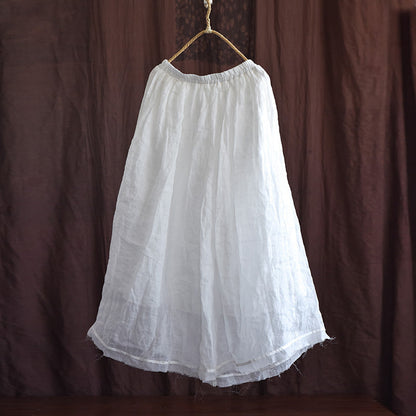 Loose Linen Rough Hem Skirt