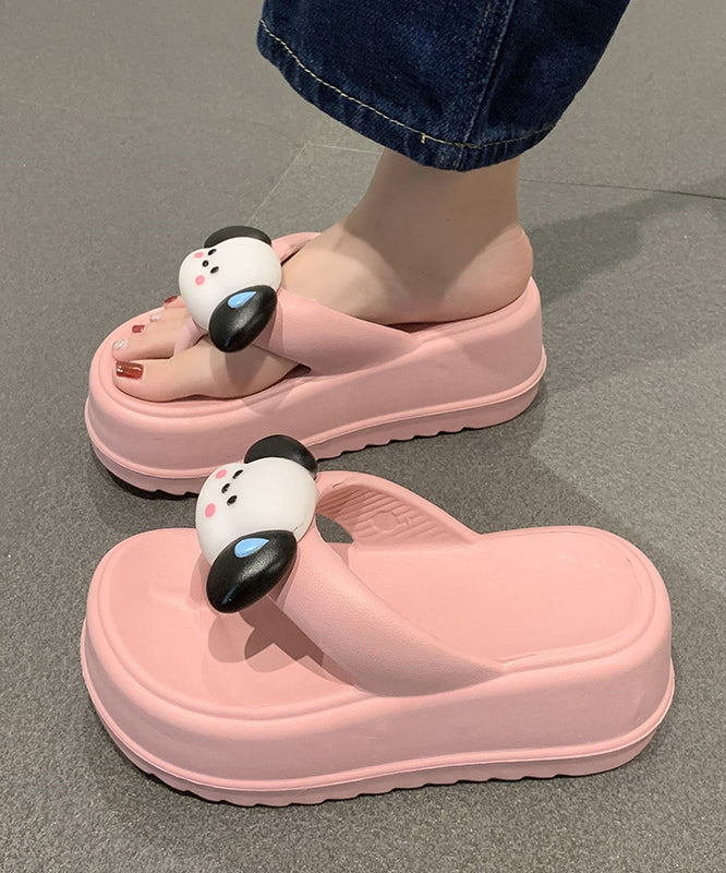 Cartoon Platform Rose Peep Toe Thong Sandals