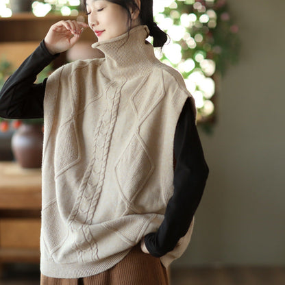 Twist Knit Turtleneck Vest