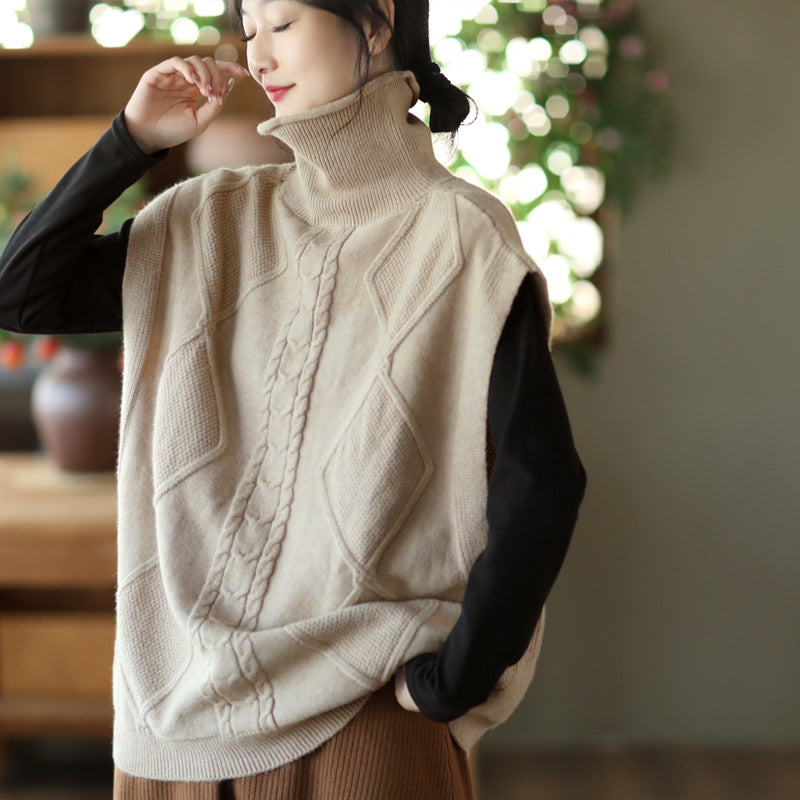 Twist Knit Turtleneck Vest