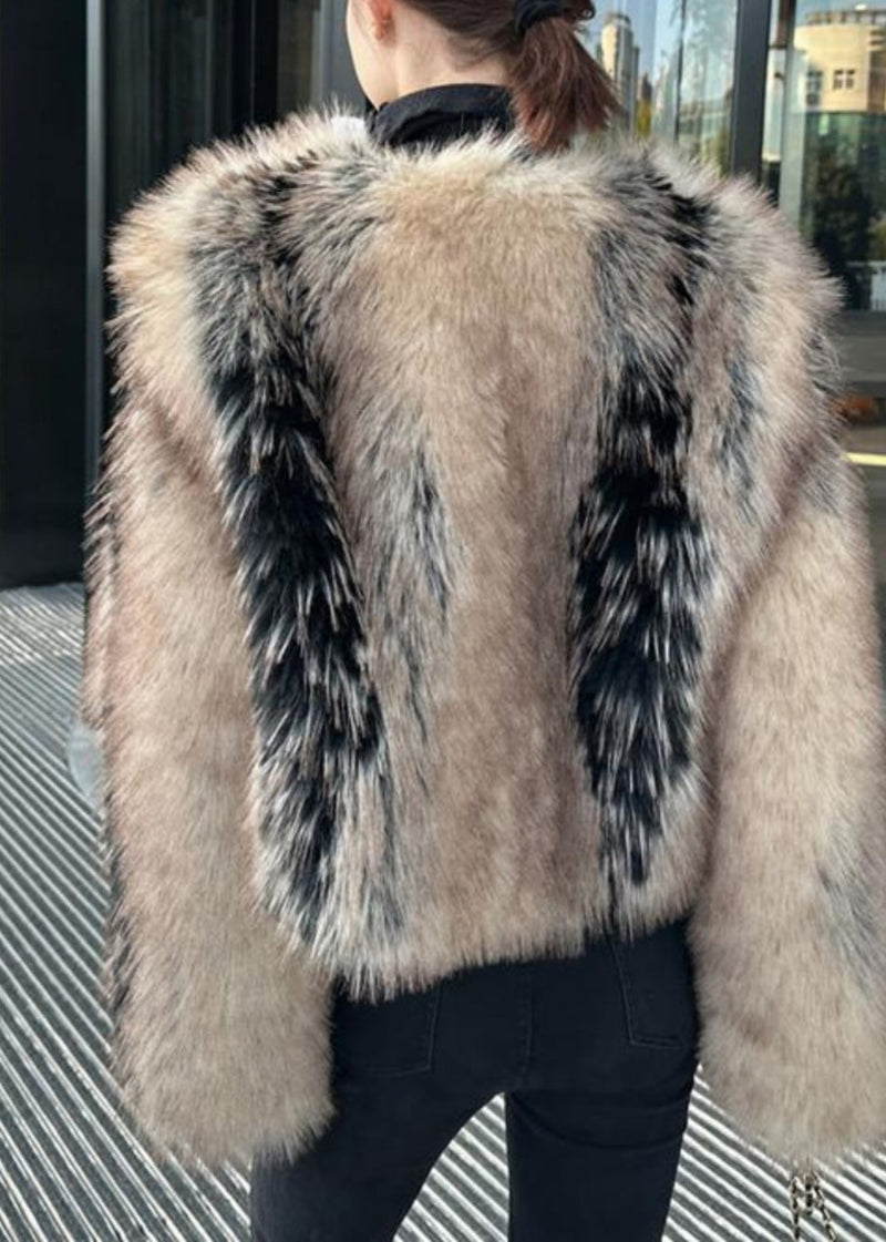 New V Neck Thick Leather and Fur Coats Winter
