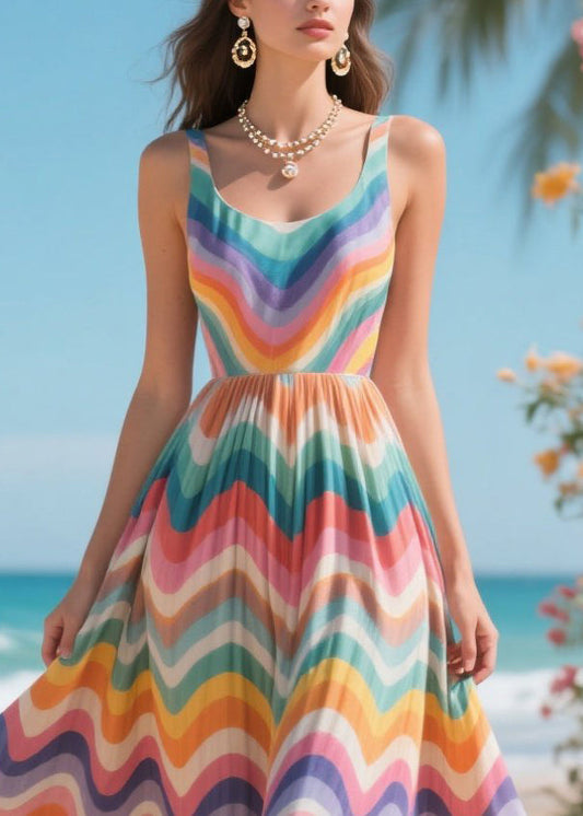 Rainbow Lace Patchwork Exra Large Hem Chiffon Sundress Summer