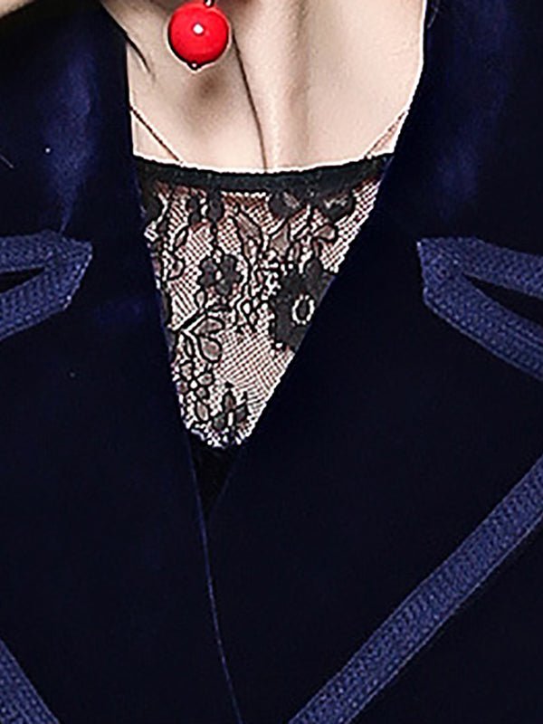 Coats Notched Lapel Velvet Coat