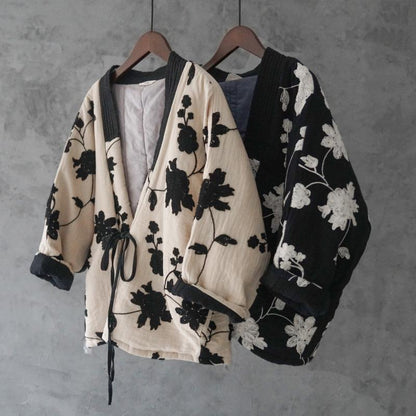 Winter Warm Cotton Padded Retro Embroidery Coat