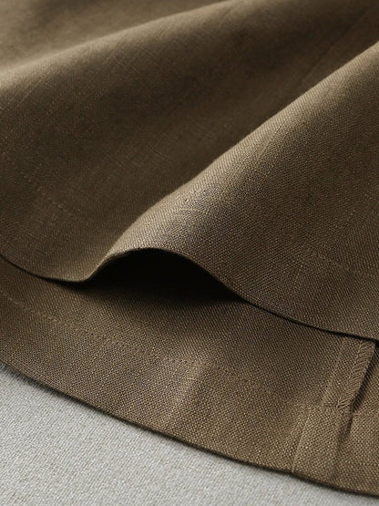Color Elastic Waist A-line Linen Skirt