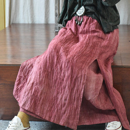 Literary Retro Cotton and Linen Distressed Linen Skirt