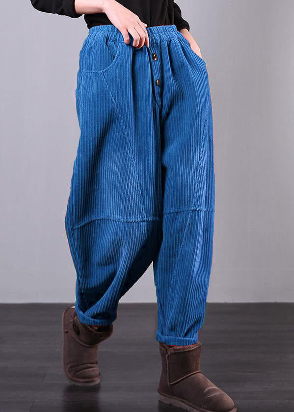 Modern Red Pants Oversize Fall Corduroy Pockets Cotton Pants
