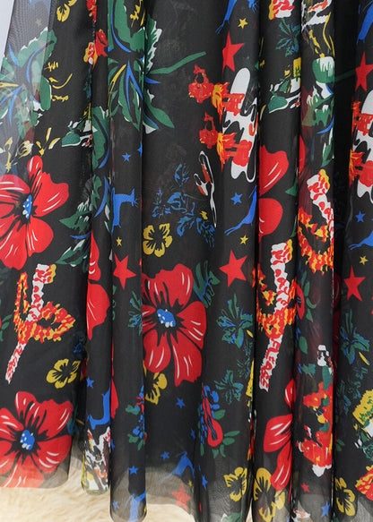 Classy Black Print Exra Large Hem Tulle Skirts Spring