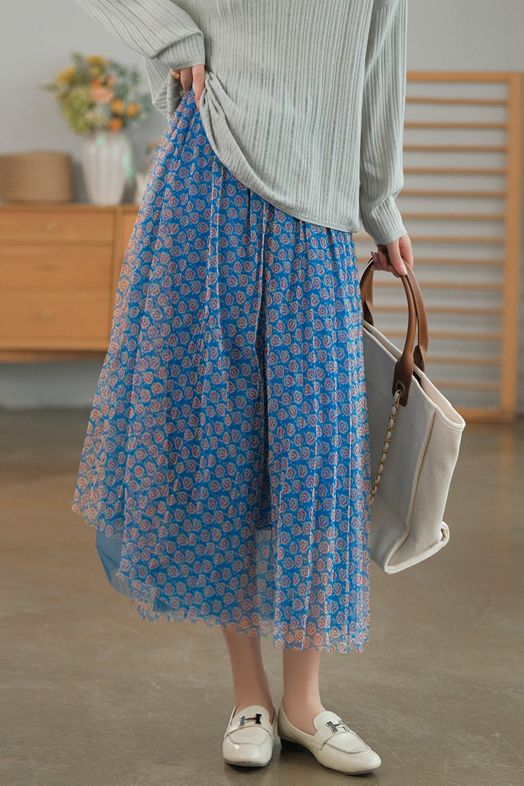 Digitally Printed Densified Elastic Waist Skirt